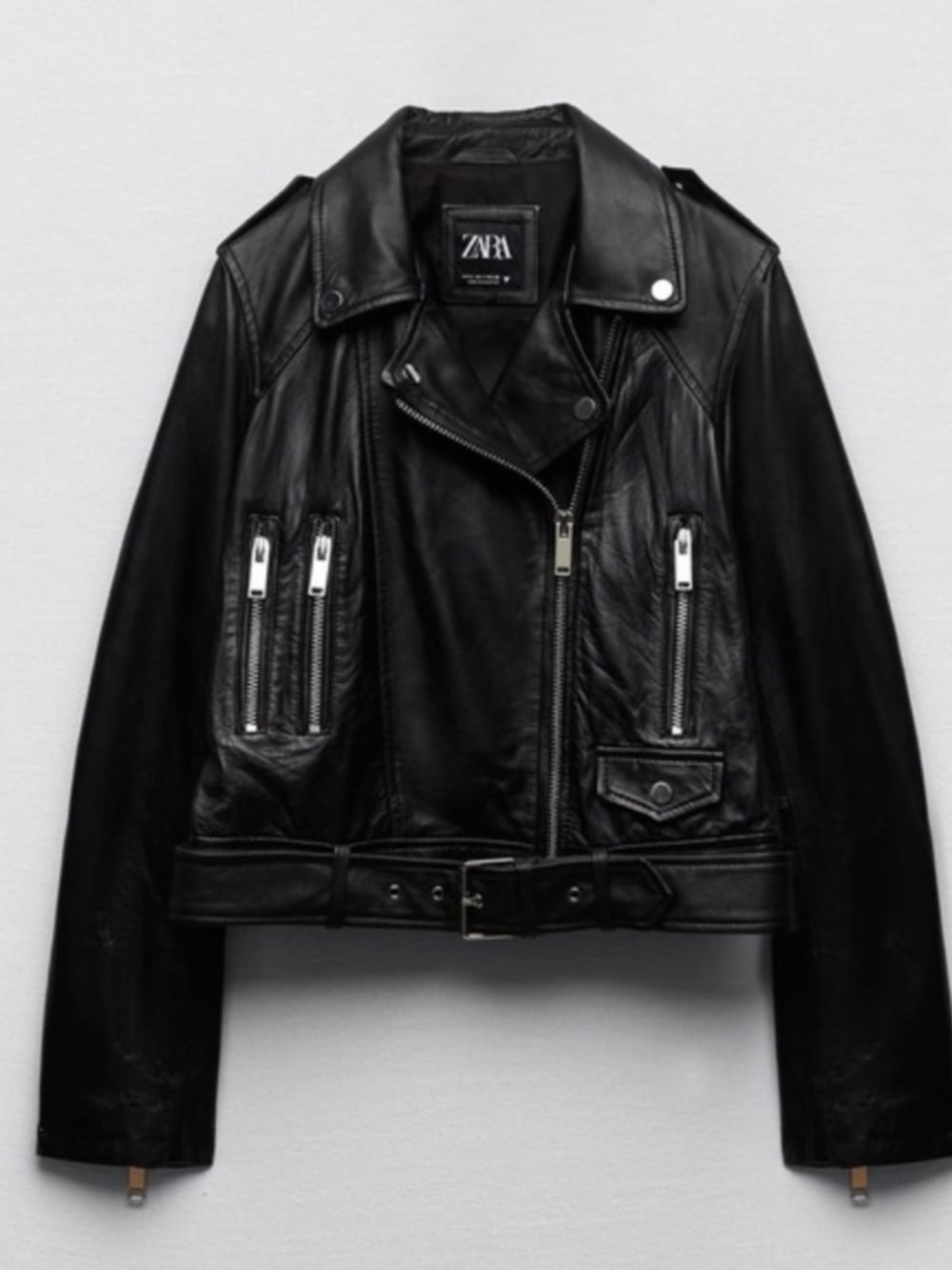 Zara Genuine Leather Biker Jacket